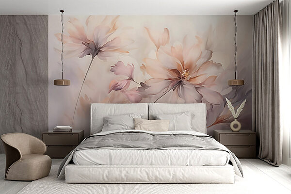 Painting of flowers on a white background Painting of flowers on a white background