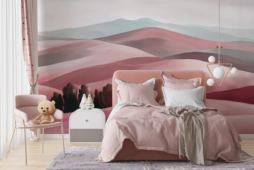 Landscape of hills with trees