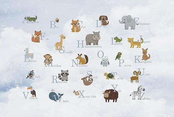 Group of animals with letters Group of animals with letters