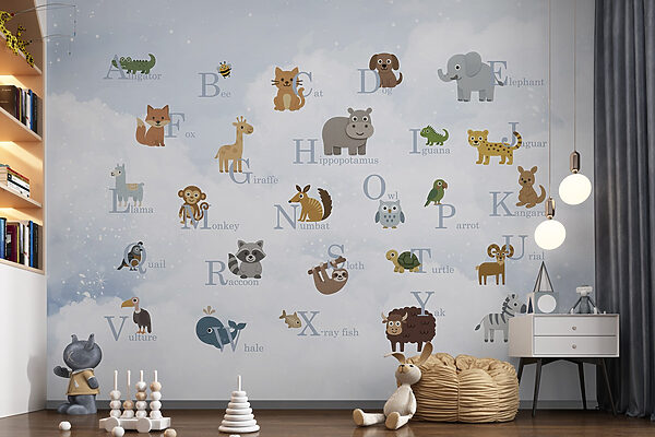 Group of animals with letters Group of animals with letters