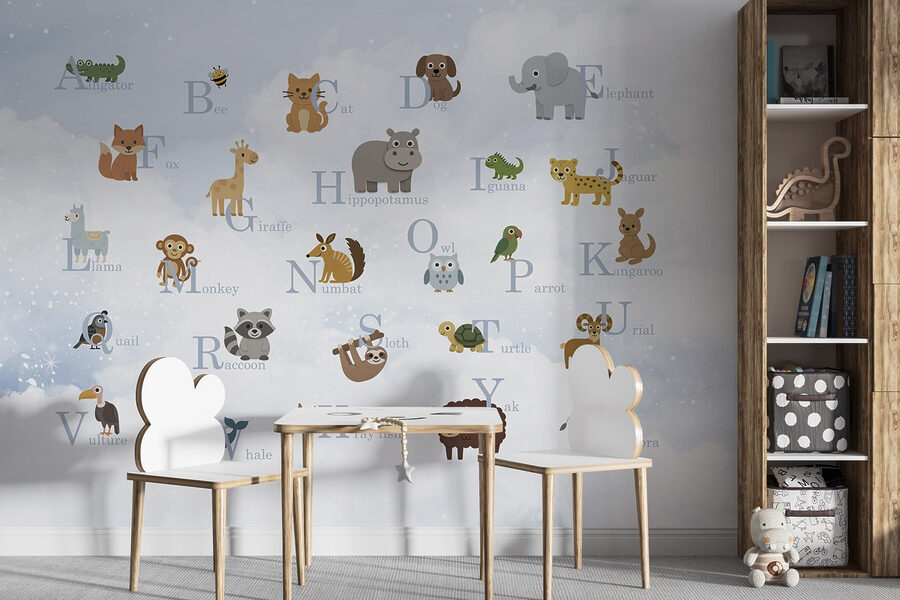 Group of animals with letters