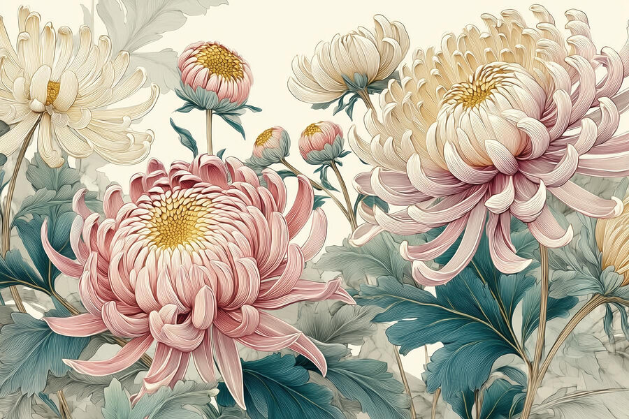 Wall murals Elegant blooms in soft pastels - Image 5