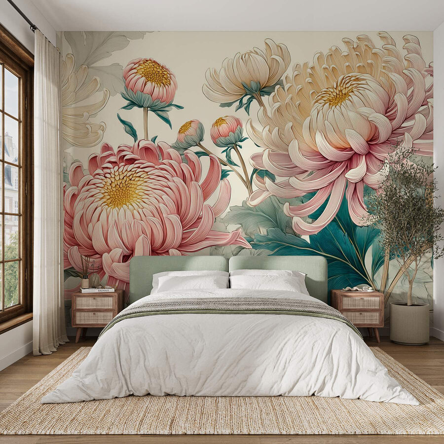 Wall murals Elegant blooms in soft pastels