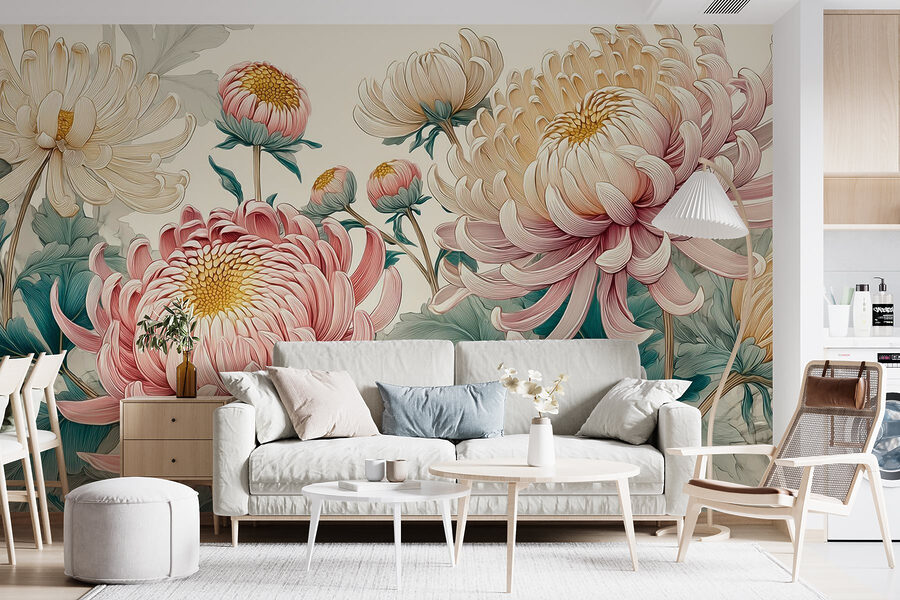 Wall murals Elegant blooms in soft pastels - Image 2