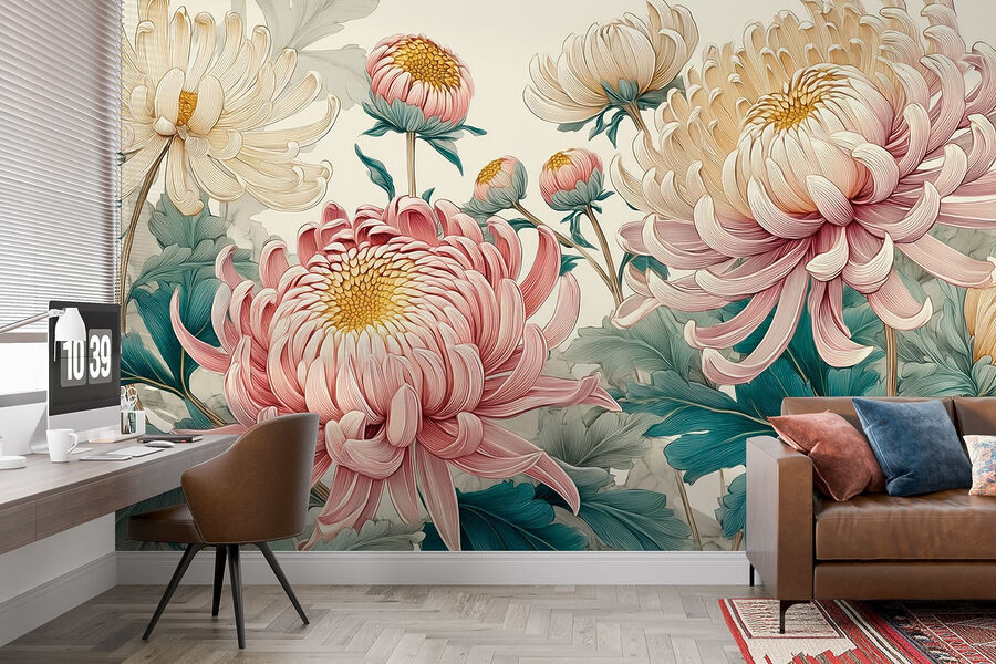 Wall murals Elegant blooms in soft pastels - Image 3