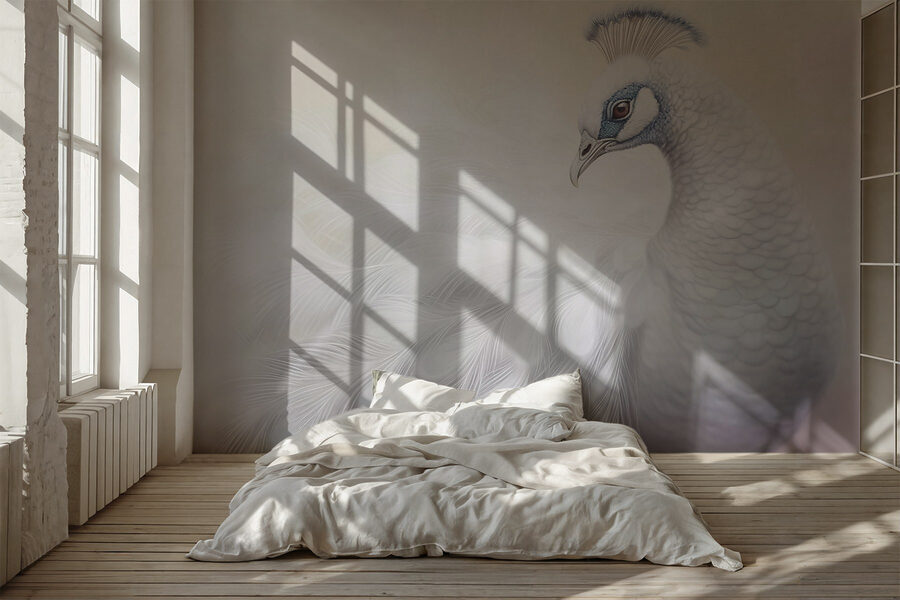 White peacock with blue eyes