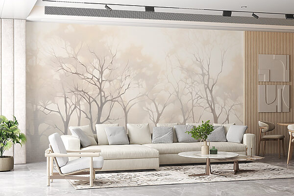 Group of trees in fog