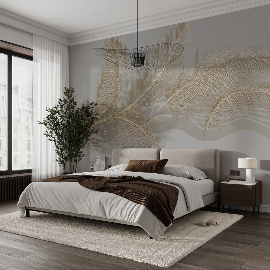 Elegant metallic feather illustration