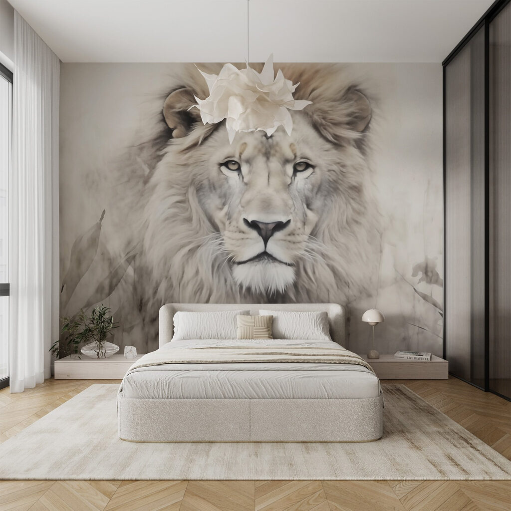 Majestic lion in serene surroundings