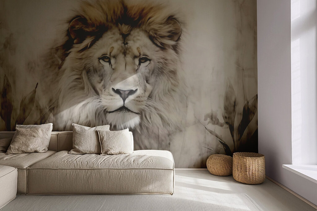 Majestic lion in serene surroundings