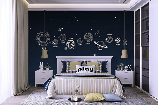 A line of planets in space A line of planets in space