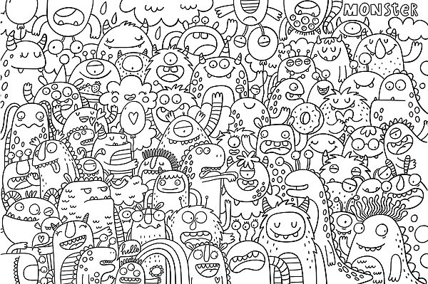 Group of cartoon monsters Group of cartoon monsters