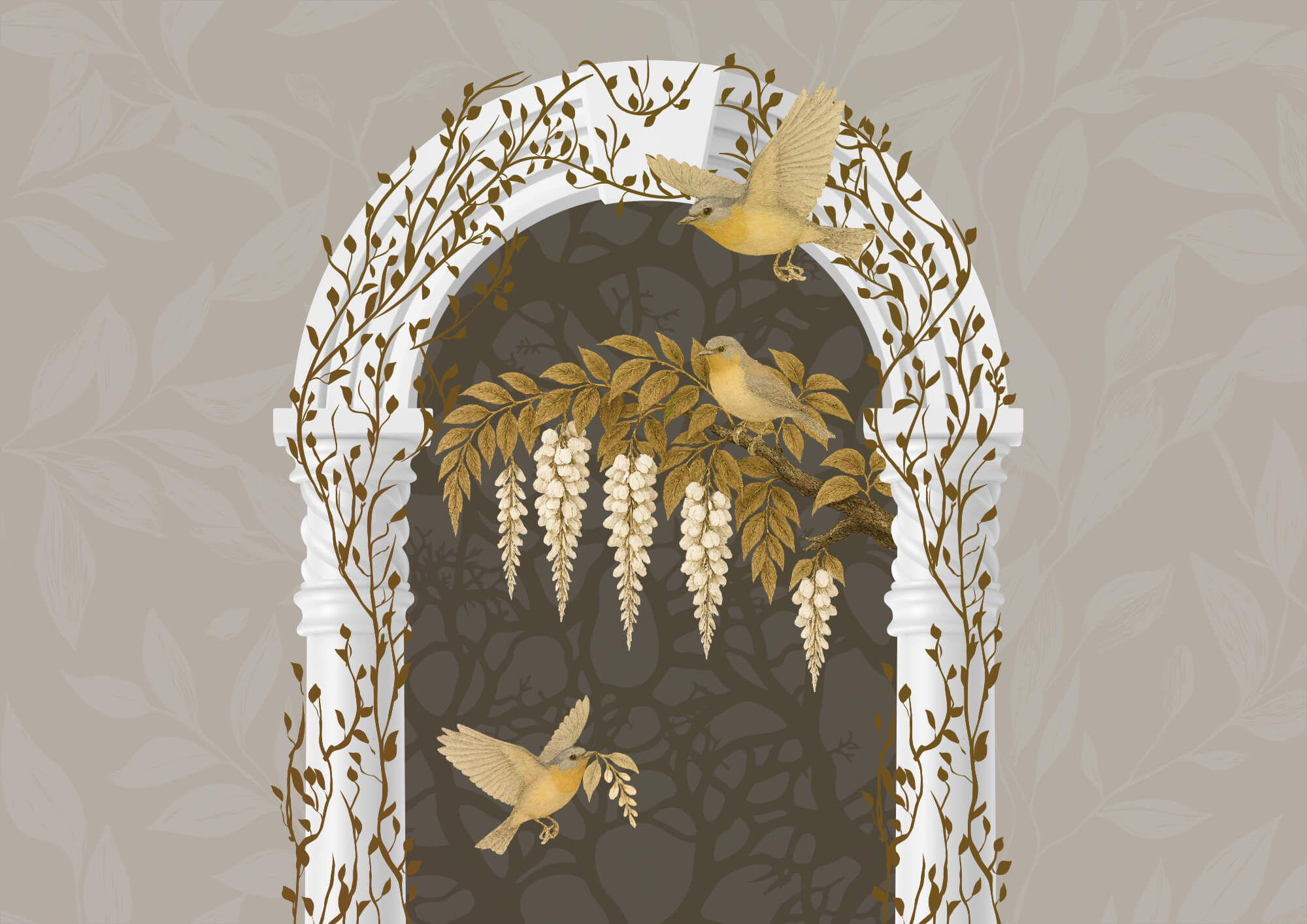 t00005p - White arch with birds flying over it - tegory