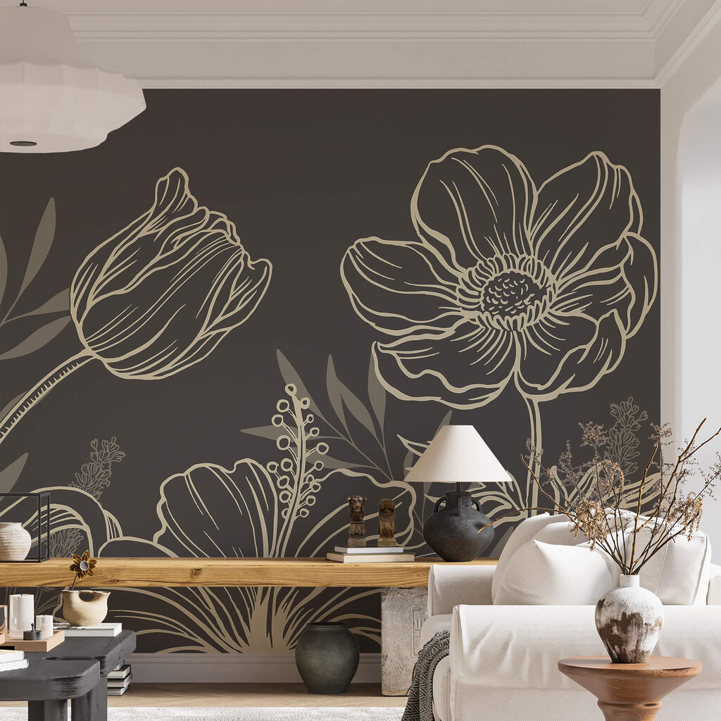 Delicate floral line art design