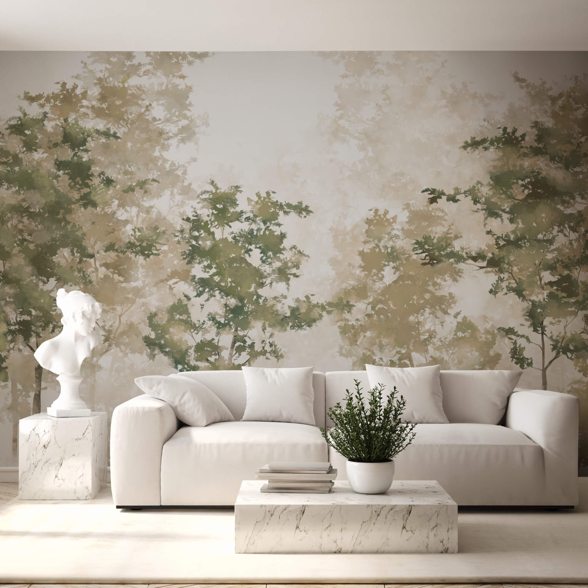 Group of trees with fog