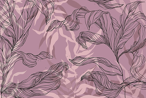Drawing of leaves on a purple background Drawing of leaves on a purple background