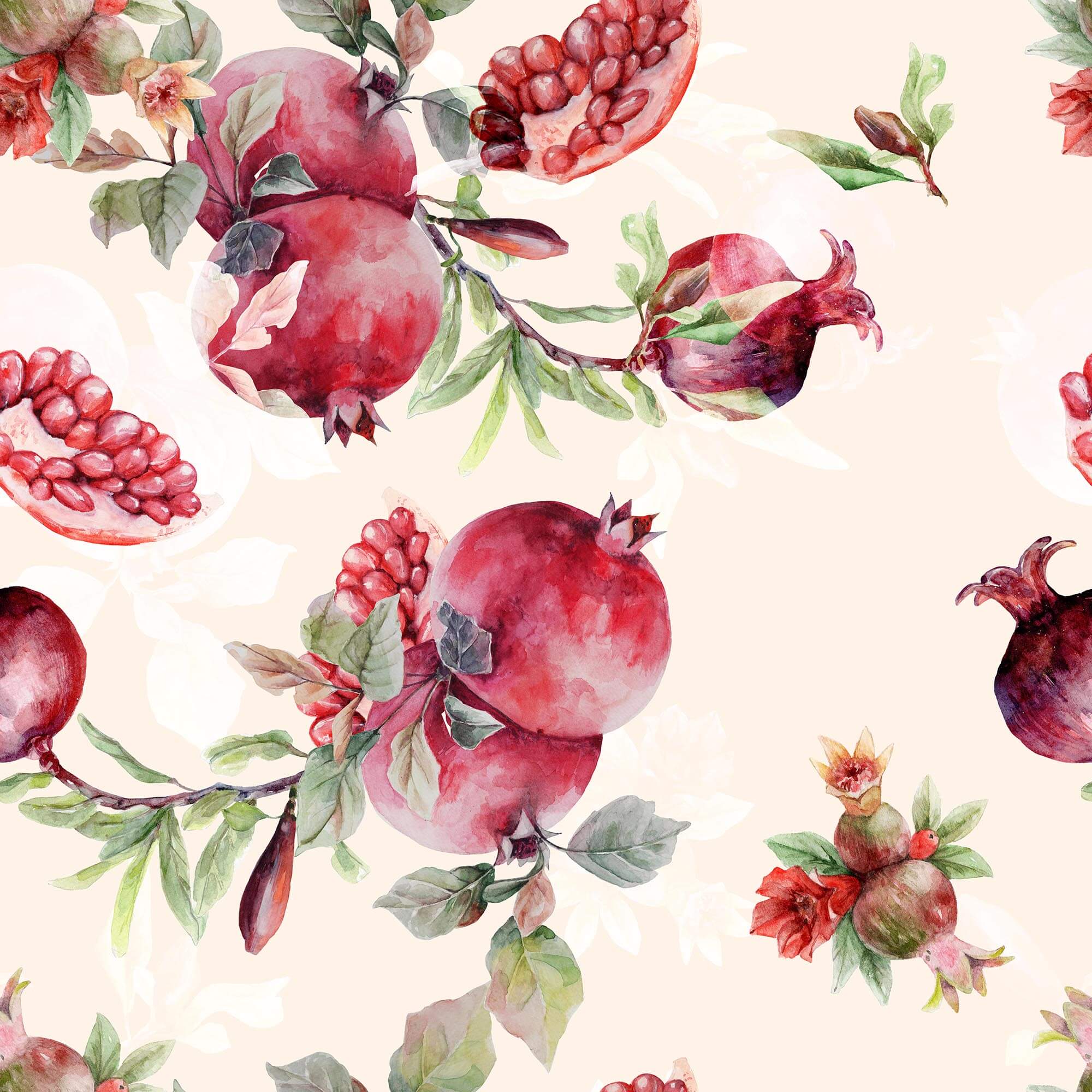 Pattern of pomegranates and leaves t00015p - Pattern of pomegranates and leaves - tegory