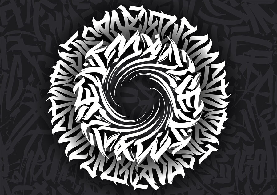Circular pattern with letters in it Circular pattern with letters in it