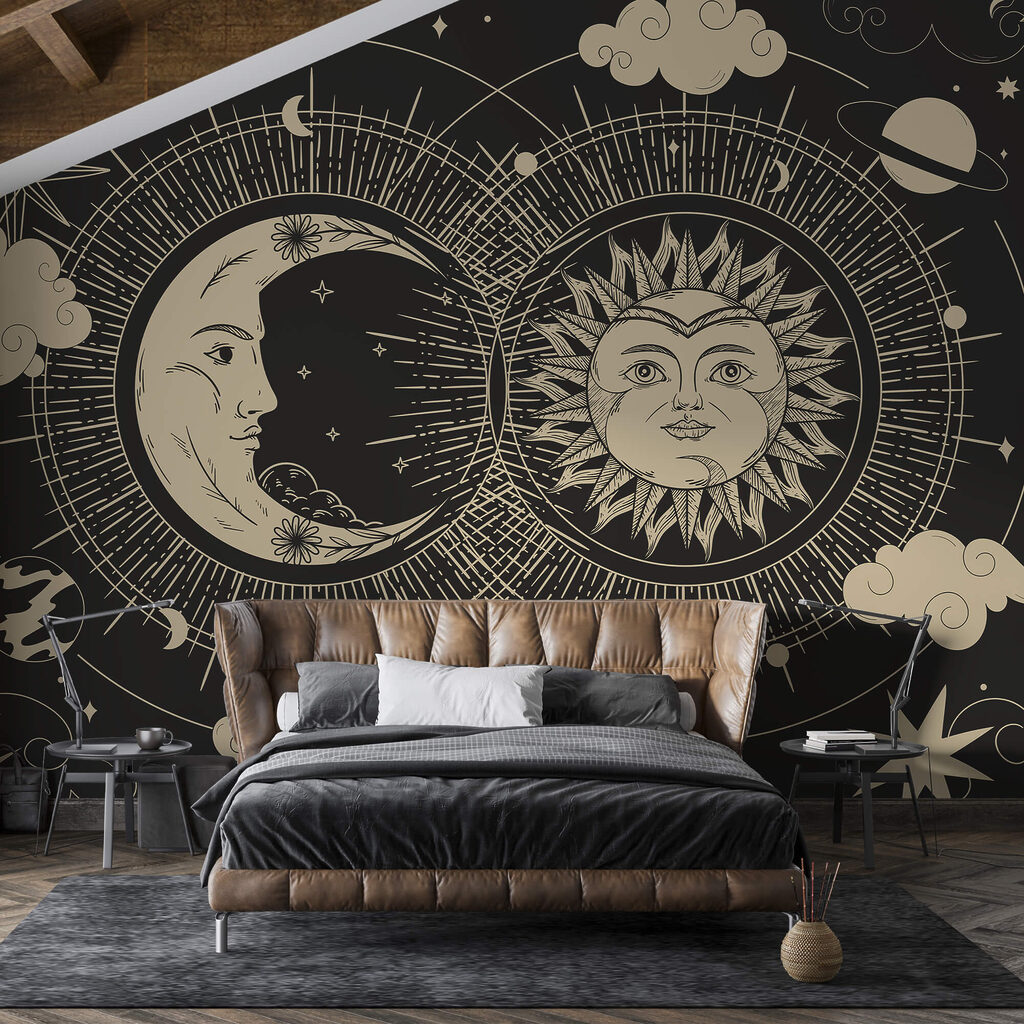 Sun and moon in the sky Sun and moon in the sky