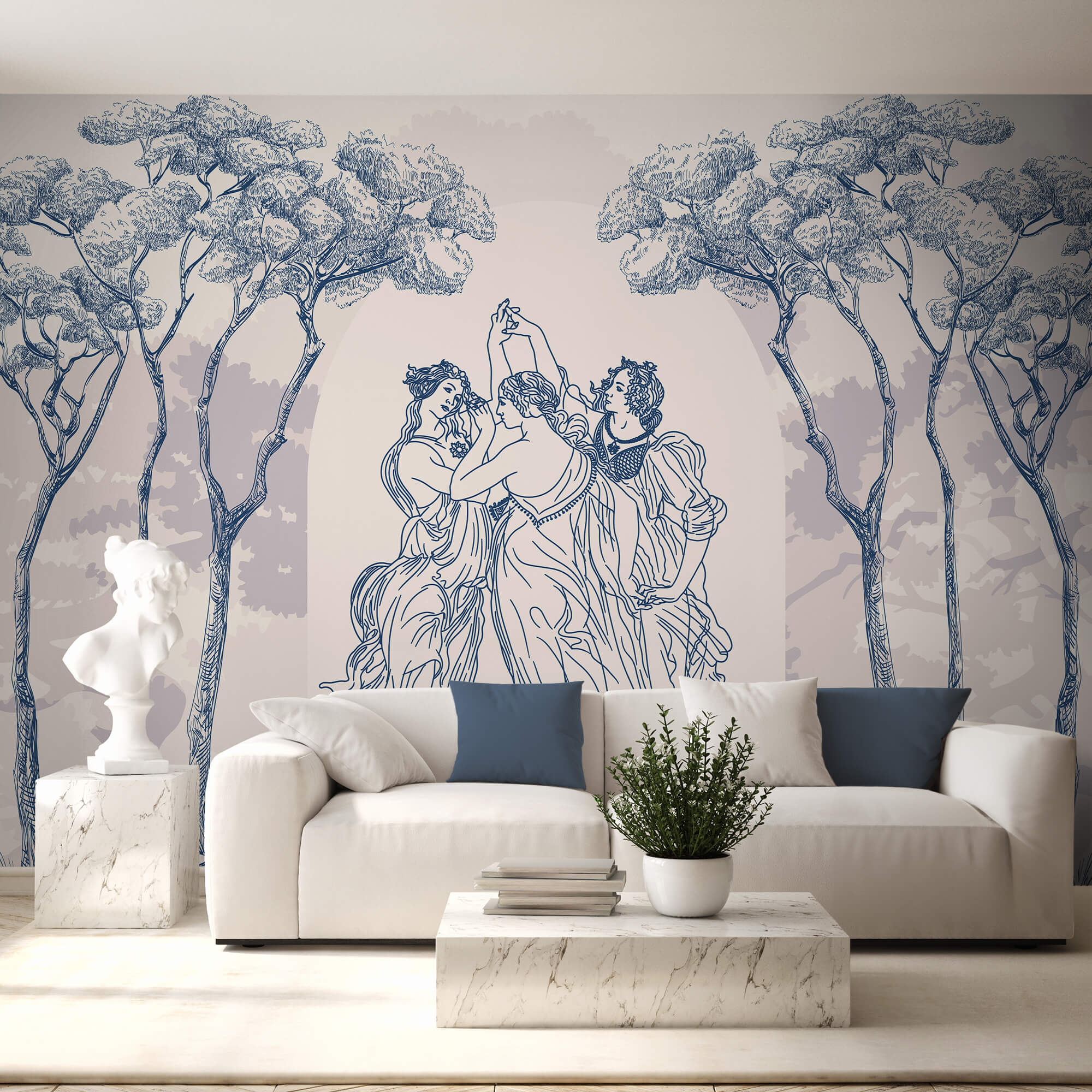 Group of people dancing under trees