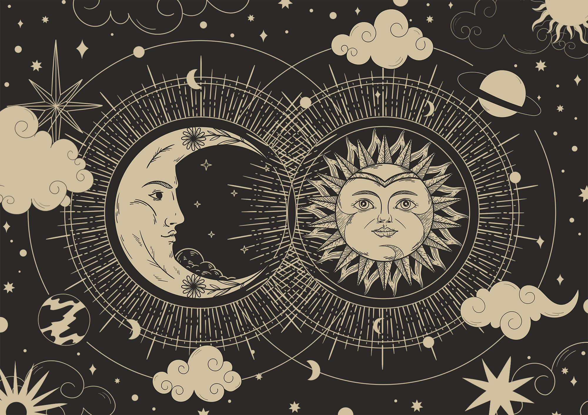 Sun and moon in the sky Sun and moon in the sky