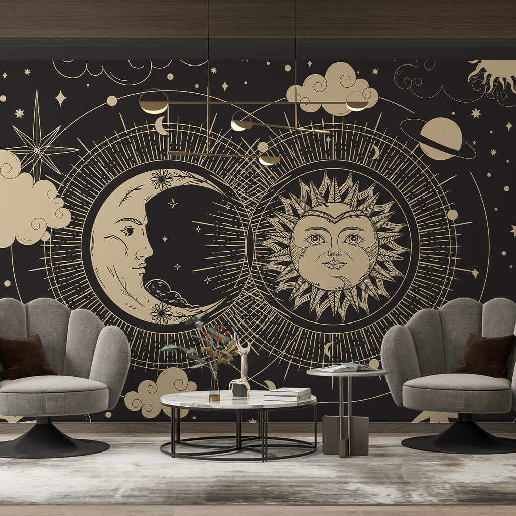 Sun and moon in the sky Sun and moon in the sky