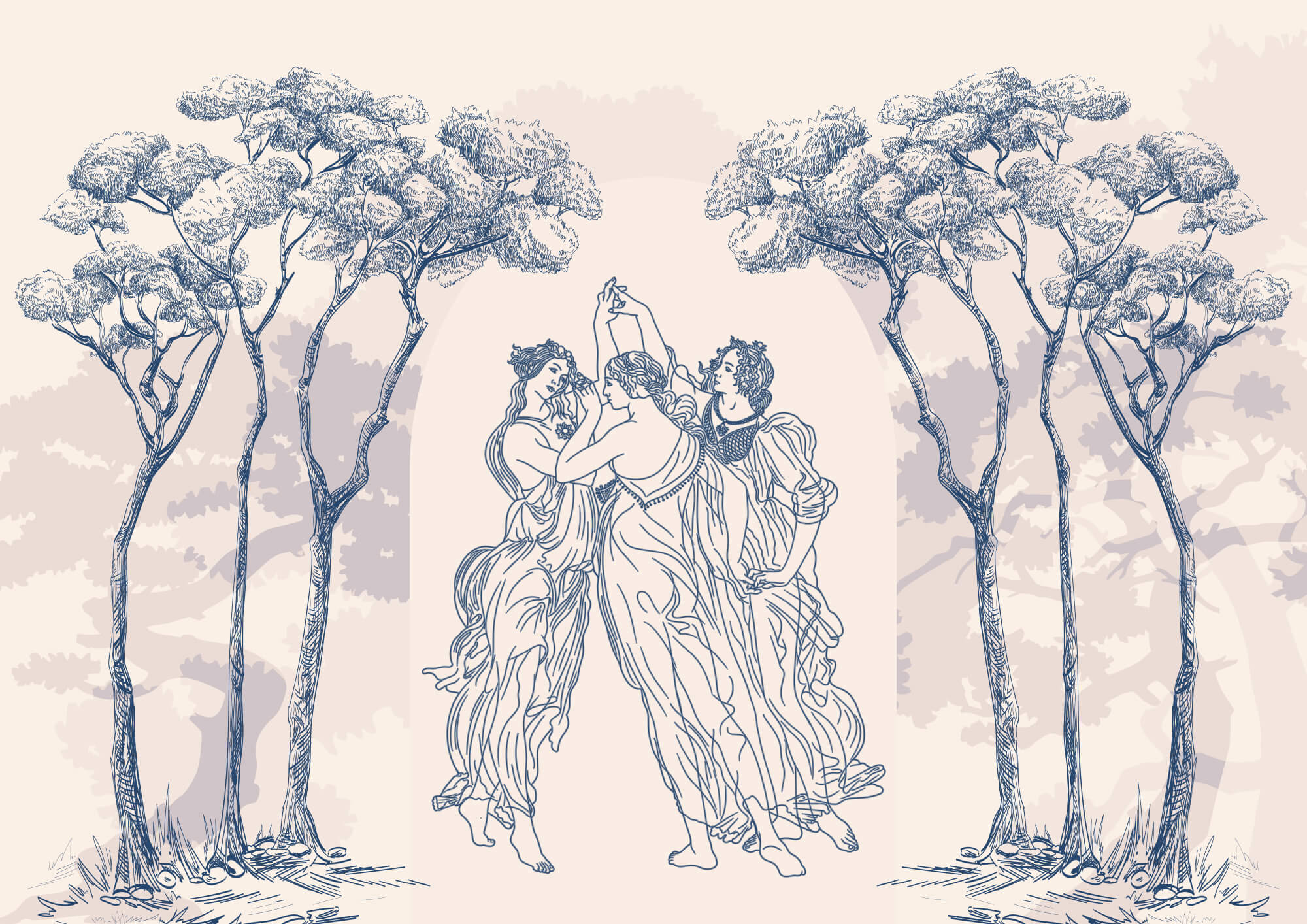 Group of people dancing under trees