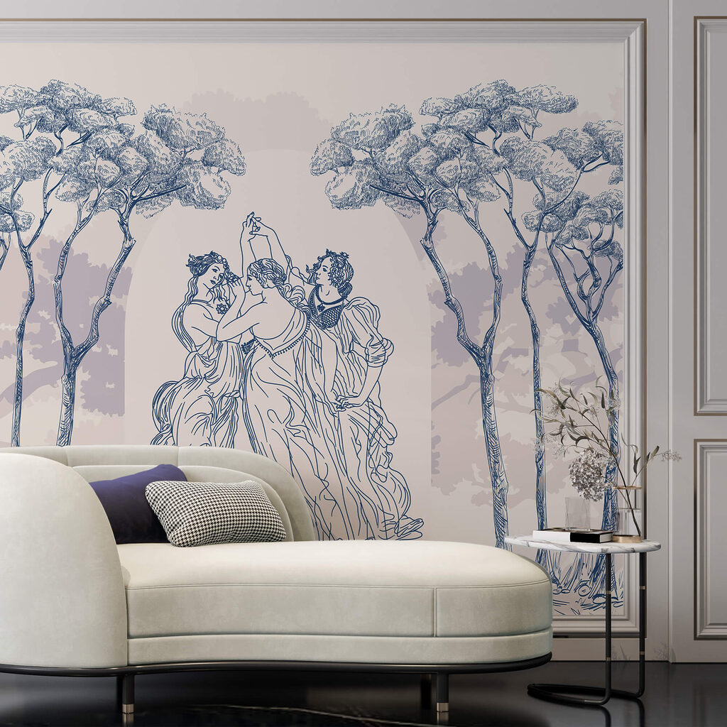 Group of people dancing under trees