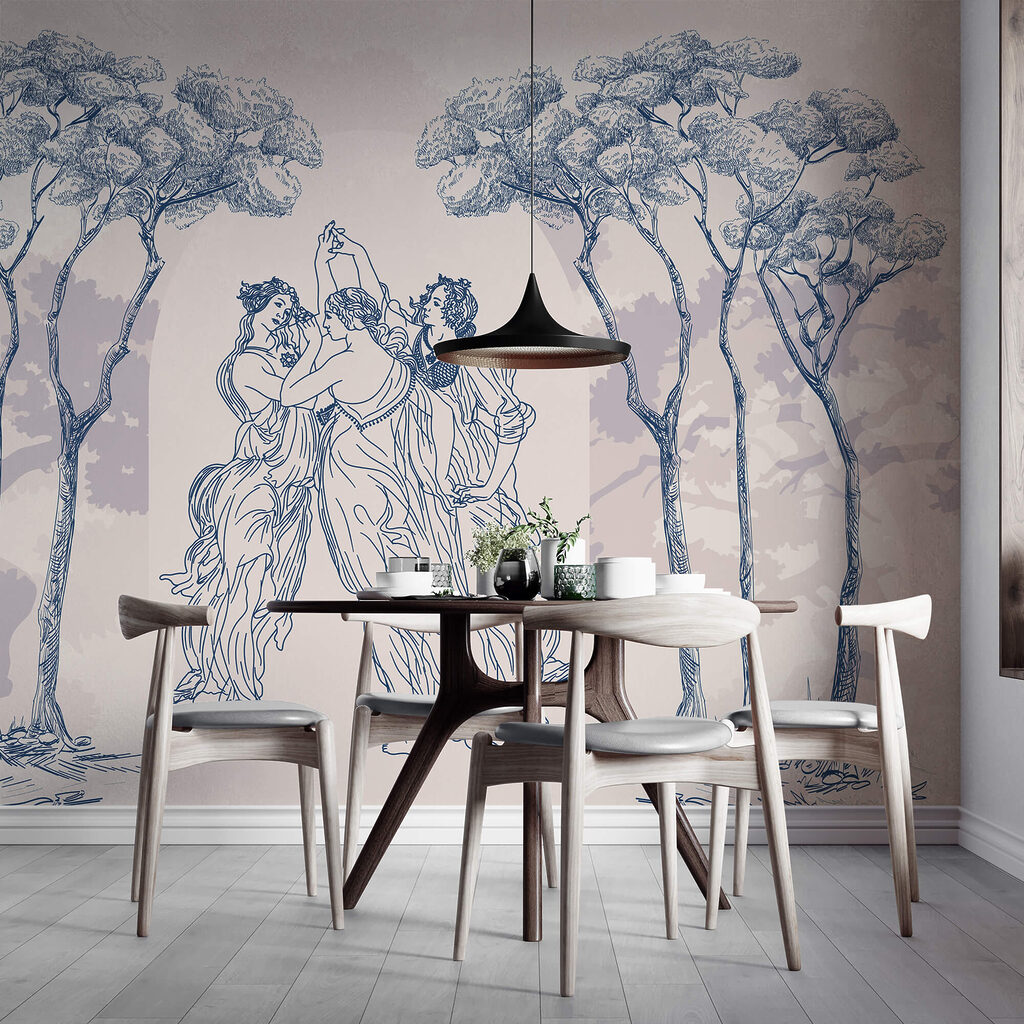 Group of people dancing under trees