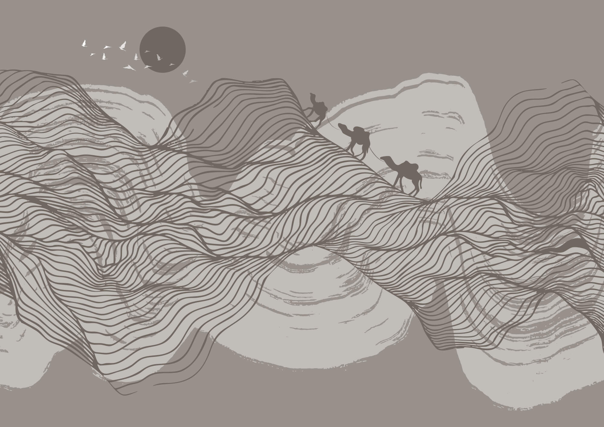 Drawing of a desert landscape Drawing of a desert landscape