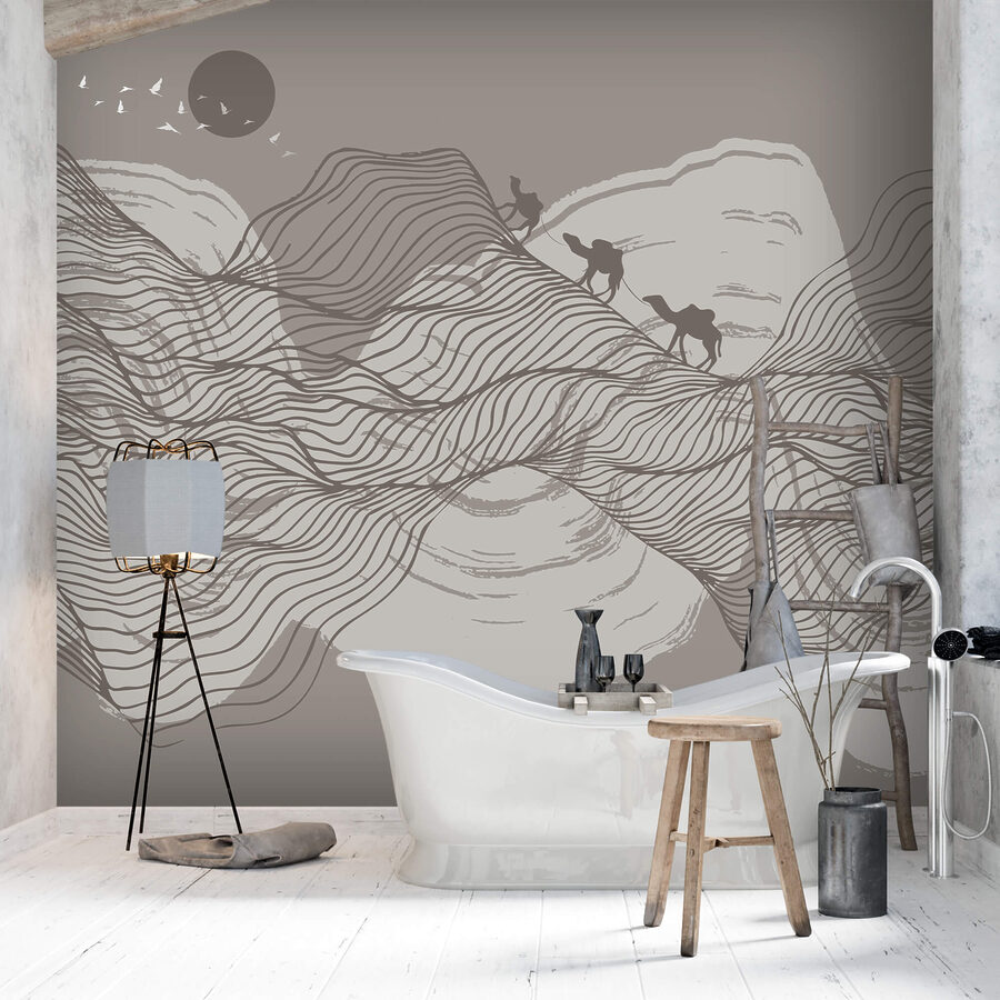 Drawing of a desert landscape