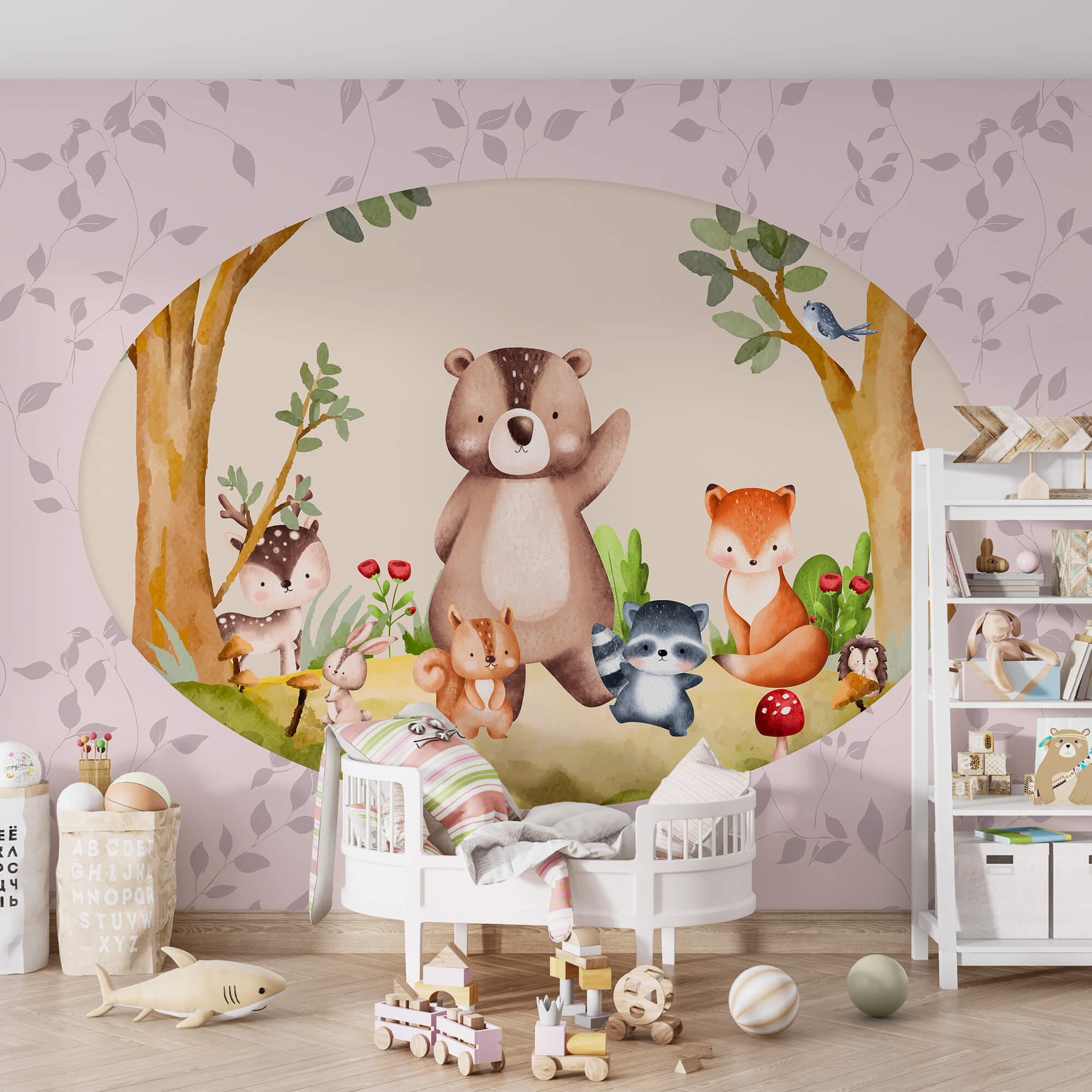 Cartoon of animals in a forest