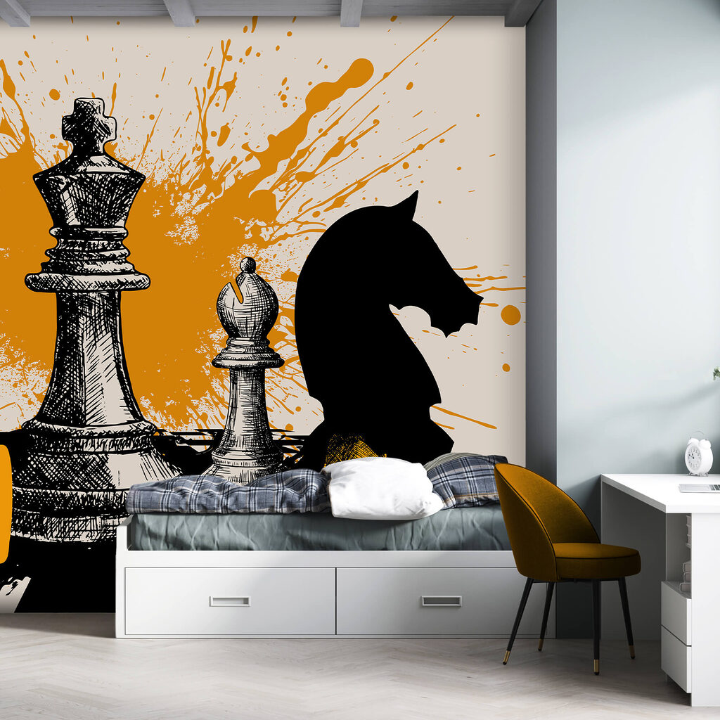 Black and white chess pieces