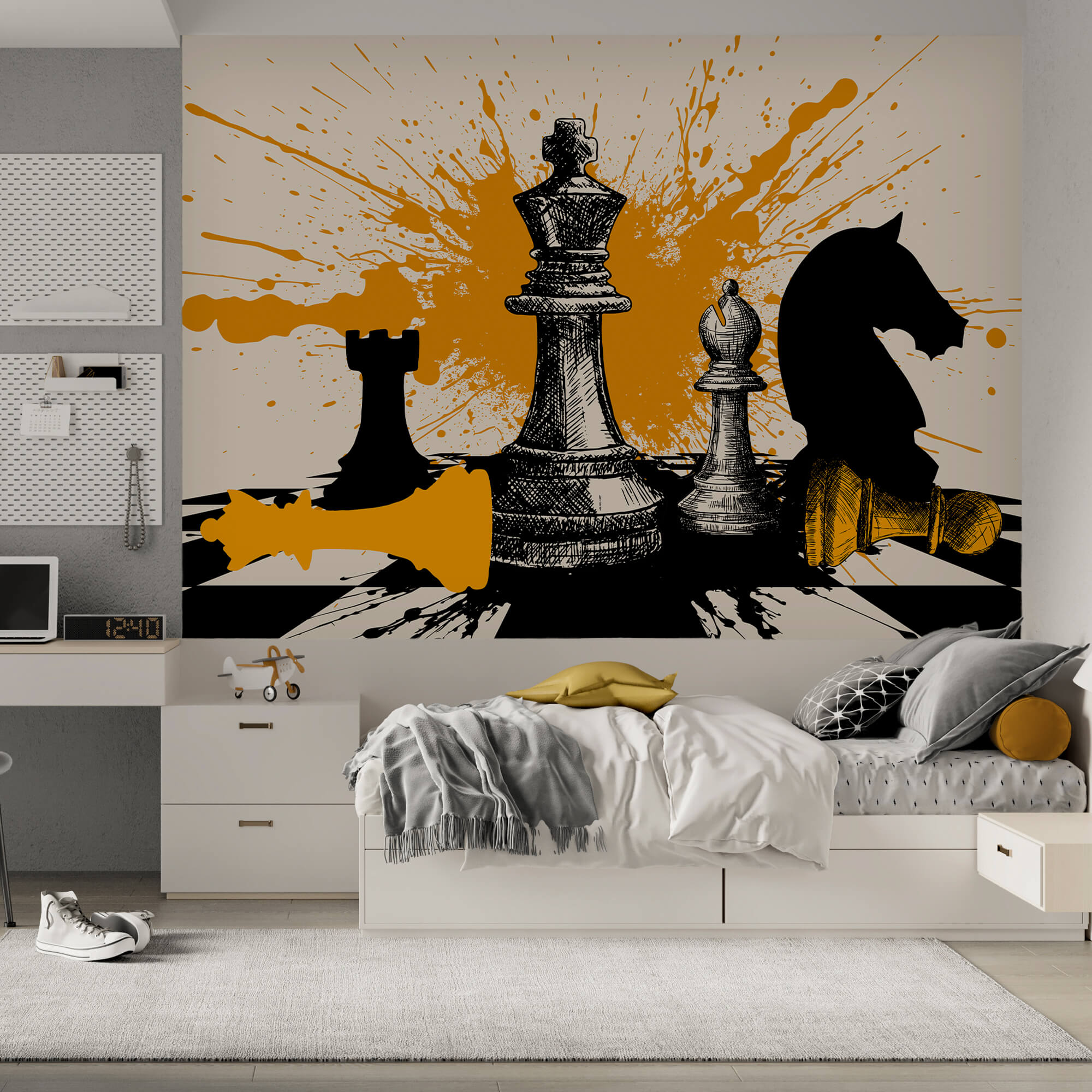 Black and white chess pieces