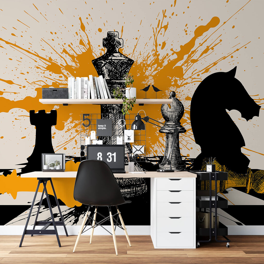 Black and white chess pieces