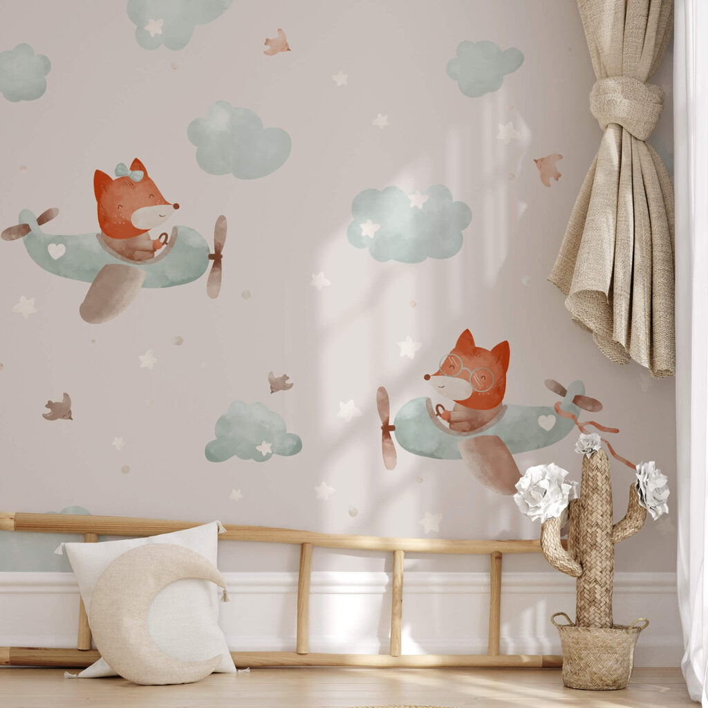 Pattern of foxes flying on airplanes Pattern of foxes flying on airplanes