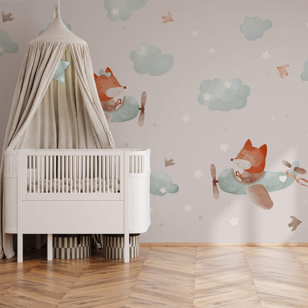 Pattern of foxes flying on airplanes Pattern of foxes flying on airplanes