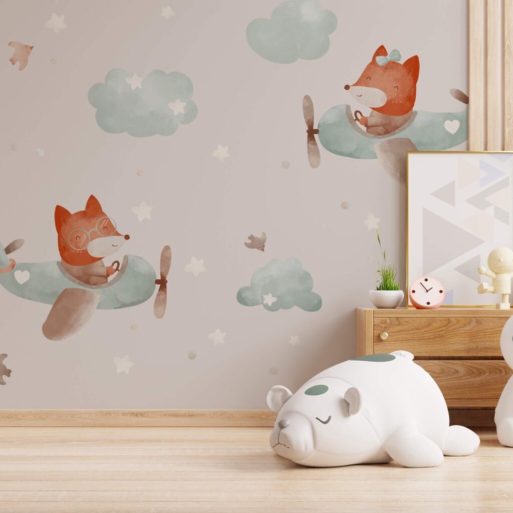 Pattern of foxes flying on airplanes Pattern of foxes flying on airplanes