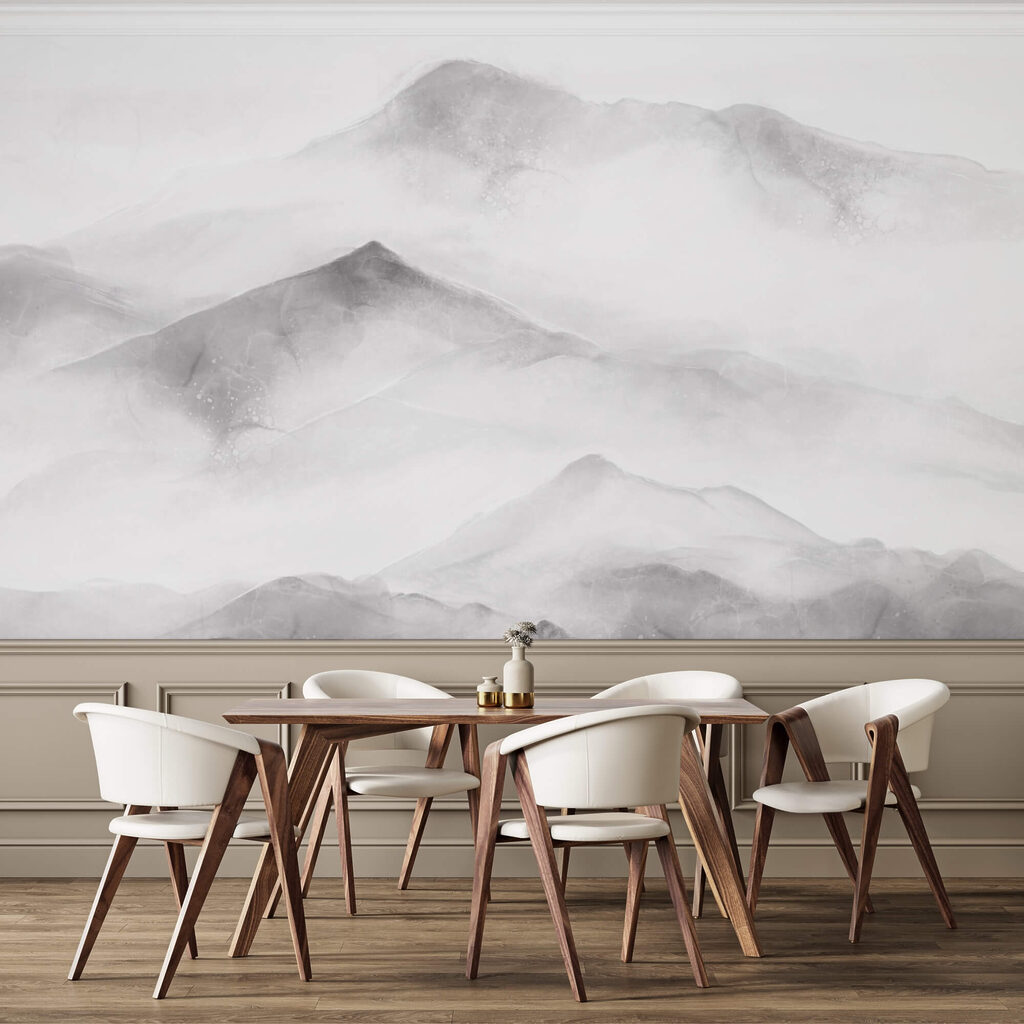 White and gray mountain range