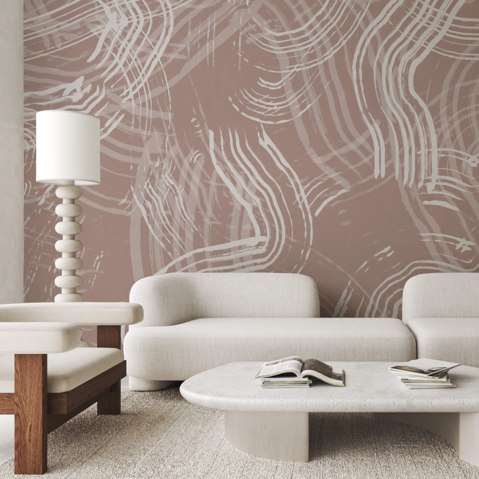 White lines on a pink background