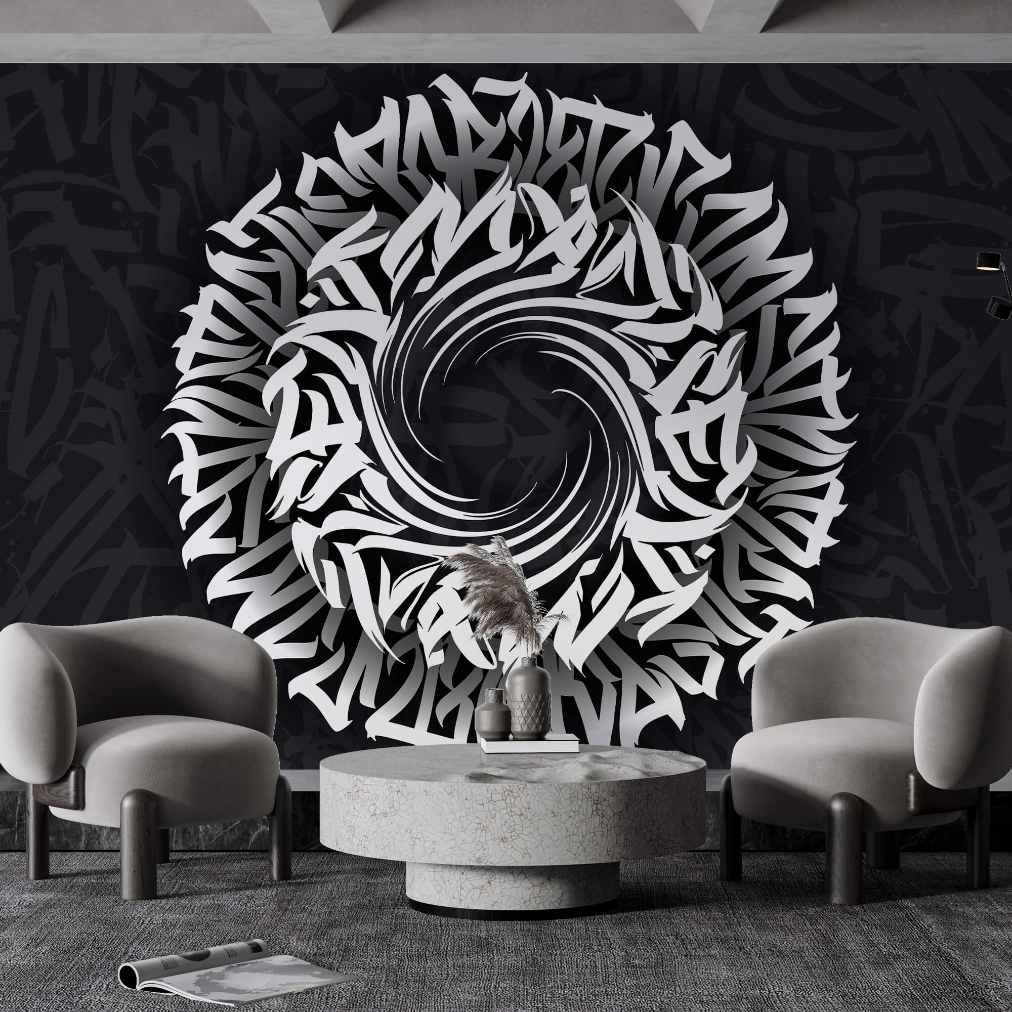 Circular pattern with letters in it Circular pattern with letters in it