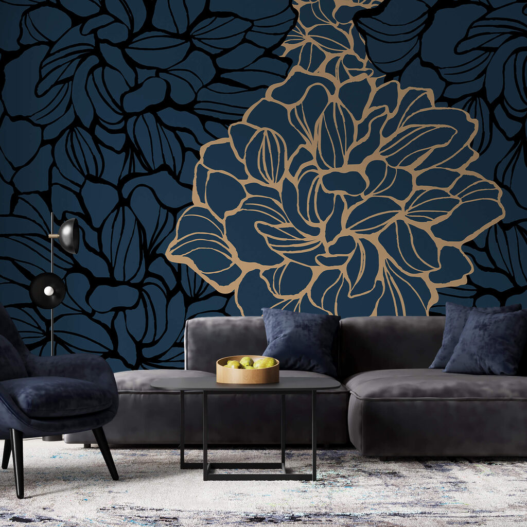 Bold floral design on dark background