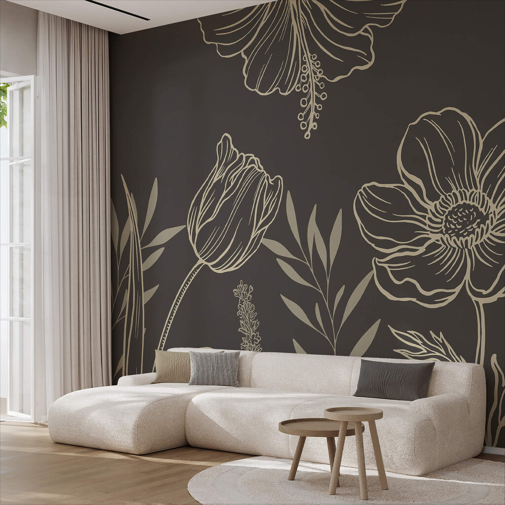 Delicate floral line art design