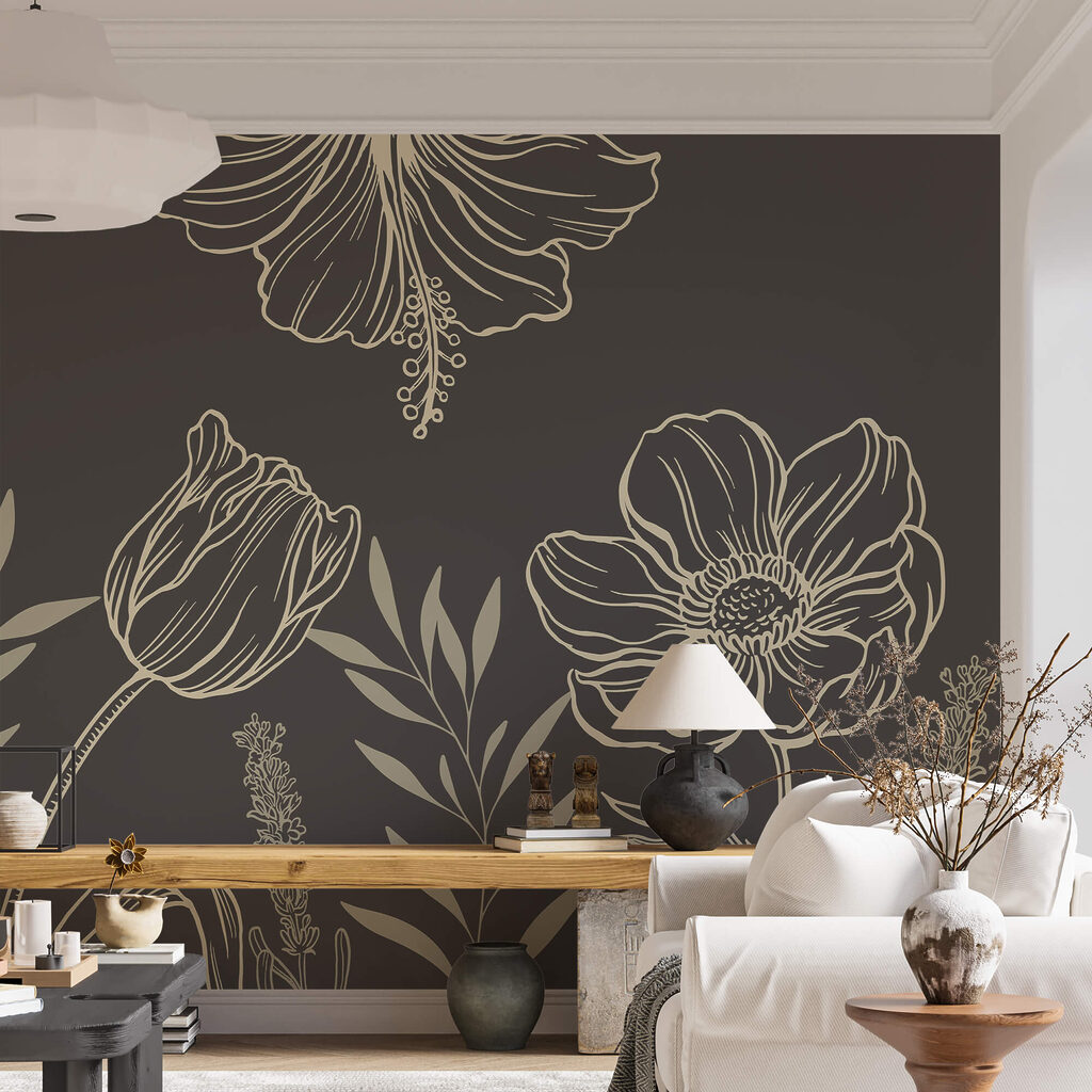 Delicate floral line art design