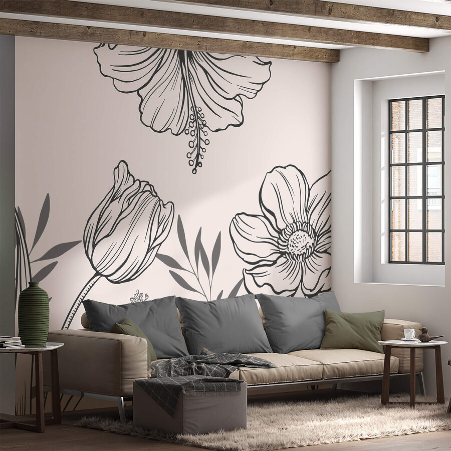 Delicate floral line art design Delicate floral line art design