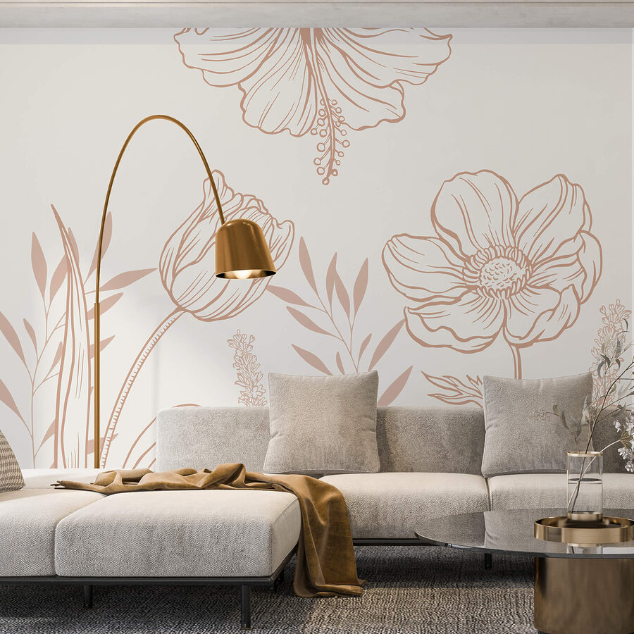 Delicate floral line art design. Delicate floral line art design.