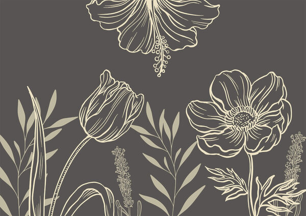 Delicate floral line art design Delicate floral line art design