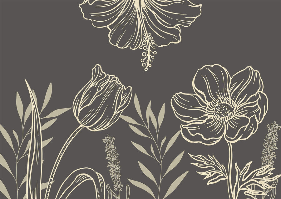 Delicate floral line art design