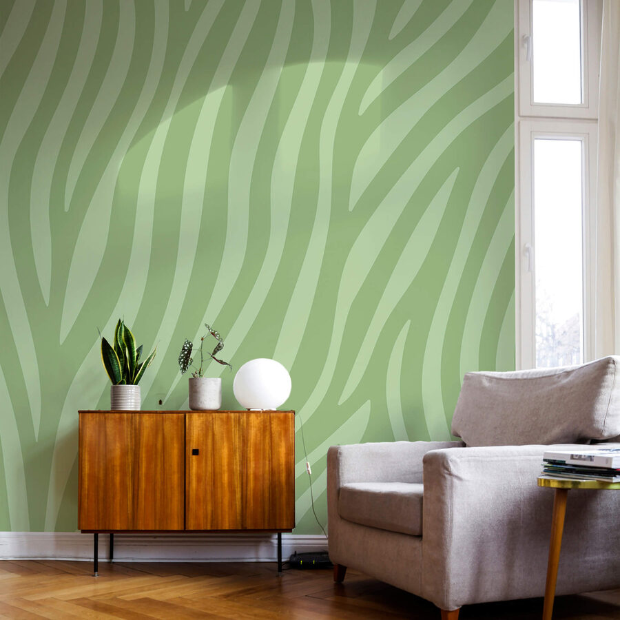 Green and white zebra print