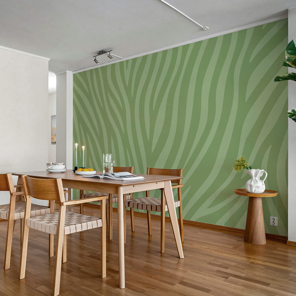 Green and white zebra print